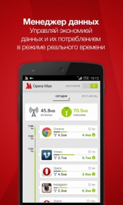 Opera Max - экономия трафика
